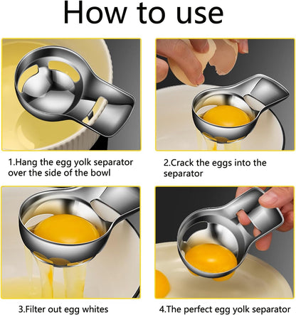 Egg Yolk Separator, Egg Cracker Tool for Raw Eggs, Food Grade Stainless Steel Egg White Separator, Cute Kitchen Accessories