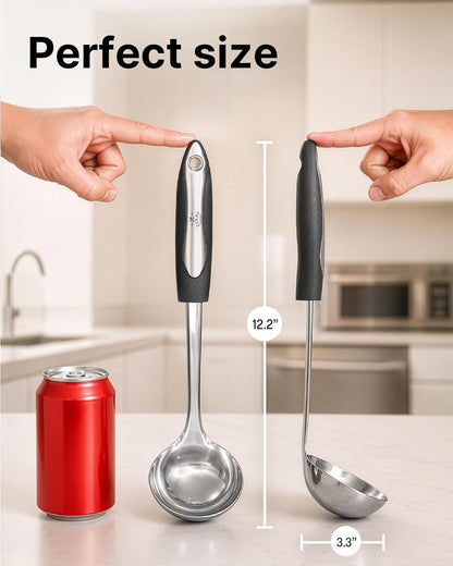 Zulay Kitchen Stainless Steel Serving Spoon - 11.5” Large Cooking & Serving Spoon with Ergonomic Handle - Durable, Rust-Resistant & Dishwasher Safe Kitchen Utensil for Cooking and Buffets