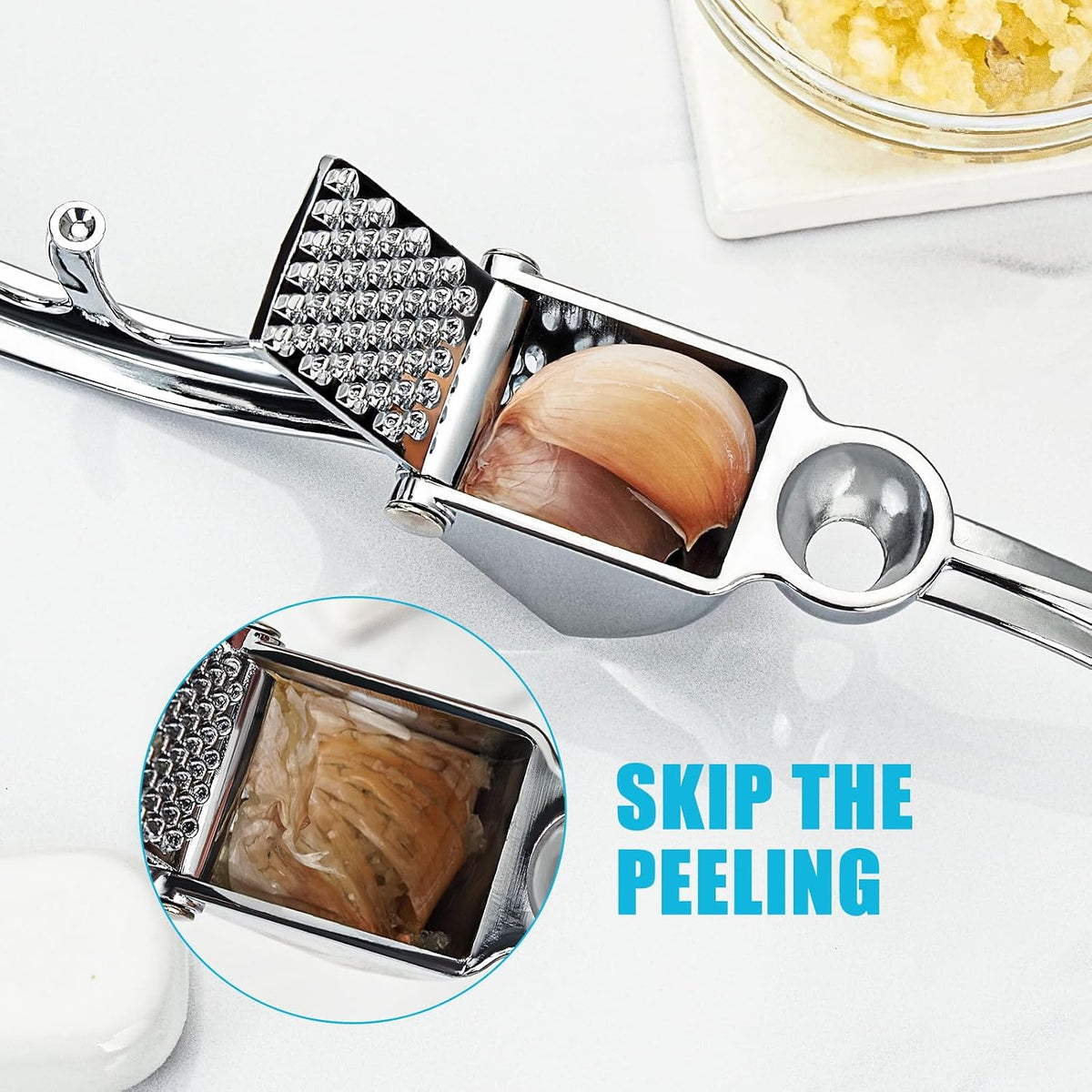Garlic Press, Rust Resistant Garlic Crusher and Mincer, Solid Metal