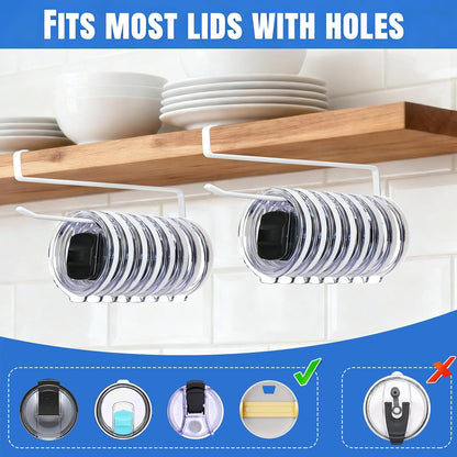 Tumbler Lid Organizer, No Adhesive or Drilling, Kitchen Space Saver