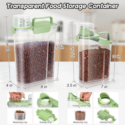 LEAWALK 5-7Lbs Dog Cat Food Storage Container with Upgraded Large Nozzle BPA-free, 4 Snap Seals Plastic Pet Food Storage Containers with Handles are Easy to Clean and Carry