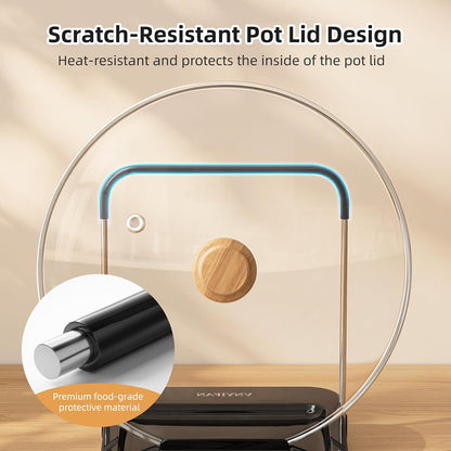 Pot Lid Holder with Wavy Spoon Rest for Kitchen Counter