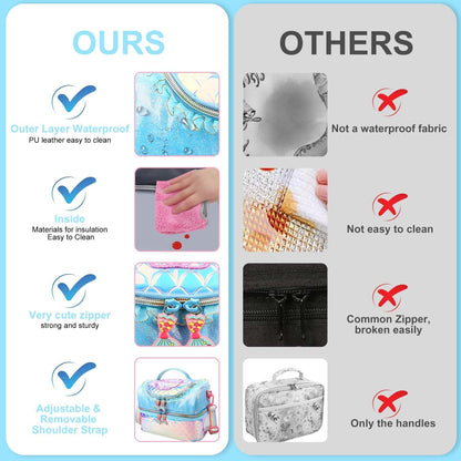 RHCPFOVR Kids Lunch Bag - Double - Decker Cooler Insulated Lunch Box for Boys Girls,Washable Lunch Bag with Strap and Reusable Toddler Lunchbox for School and Daycare