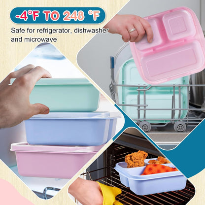 Honeydak 5 Pack Snack Containers 3 Compartment Bento Snack Boxes Divided Meal Prep Containers with Lids Reusable Adults Lunch Food Storage Box for School Work Travel(Elderberry)