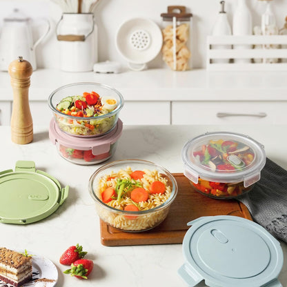 Freshmage 23oz Glass Meal Prep Containers with Lids, Airtight 3-Cup Glass Storage Containers Set, Heat-Resistant BPA-Free for Soup, Leftover, Microwave, Dishwasher, and Freezer Safe (6 Packs)