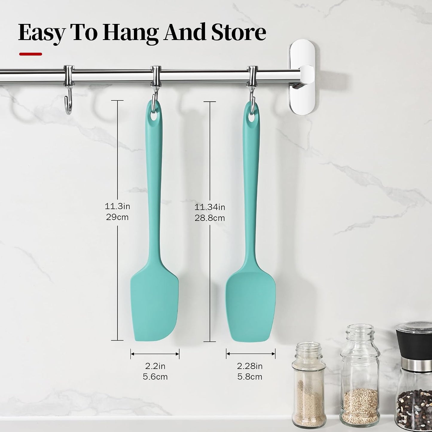 600ºF Heat Resistant Spatula, 11.34 inch High Heat Food Safe Semless Kitchen Silicone Scraper for Cooking Baking Mixing Scraping Stirring Nonstick Cookware Pan Bowl (Aqua Sky)