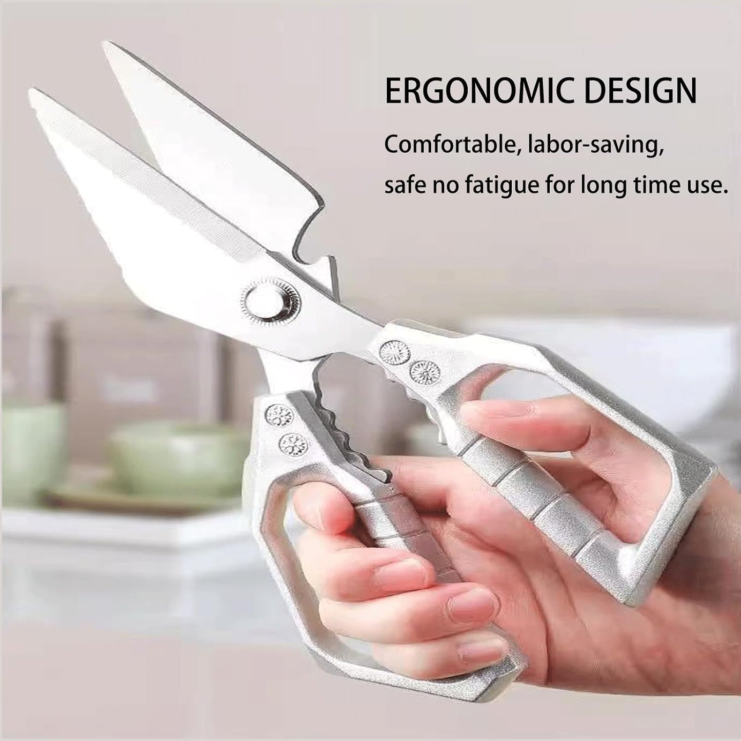 Scissors all Purpose, Stainless Steel Heavy Duty Kitchen Shears, Meat Scissors Heavy Duty Sharp Shears, Poultry Shears Bone Cutting (Sliver)