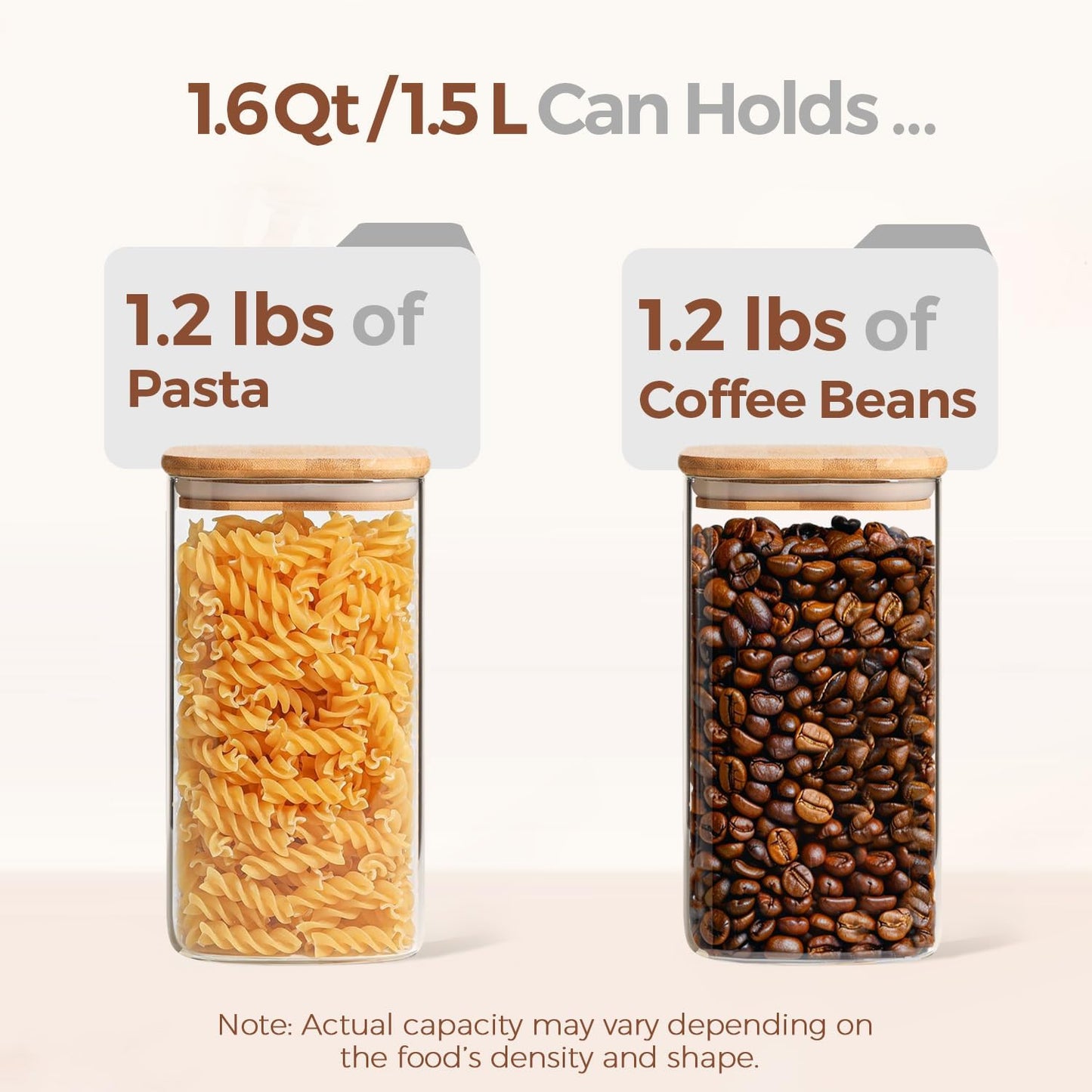 ComSaf 2Pcs Large Glass Storage Containers with Lids 4Qt, 1 Gallon Wide Mouth Flour Sugar Storage Containers, Large Capacity and Sealed for Rice, Cereal, Oat, Easy Clean and Scoop, Pantry Organization