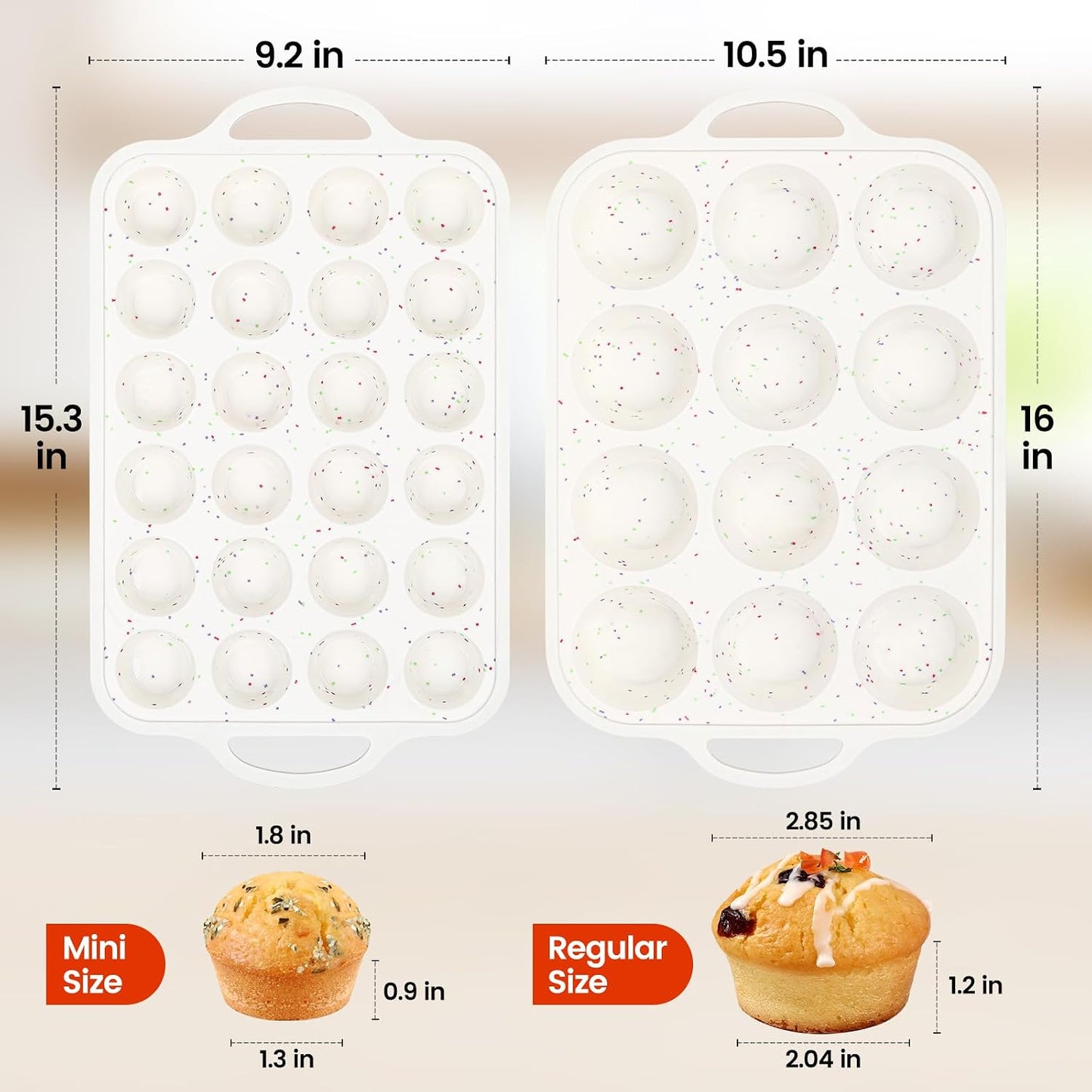 Silicone Muffin Pans for Baking, Metal Reinforced Frame 12 Cups Regular Size Silicone Cupcake Pan Nonstick Muffin Tin for Baking Muffin, Cupcake, Frittatas,BPA Free, Silicone Molds Dishwasher Safe