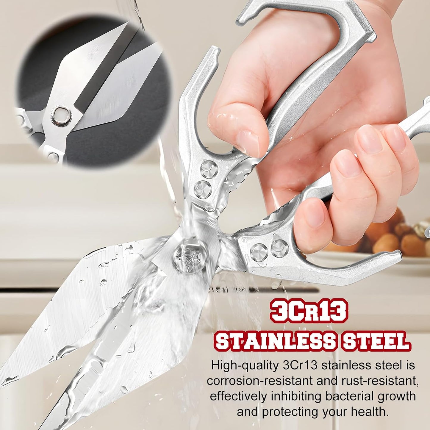 Multifunctional Heavy-Duty Kitchen Shears,oultry Scissors,Stainless Steel Heavy Duty Scissors,High-Carbon Steel Culinary Shears for Chicken,Meat, Seafood,Bone Cutting