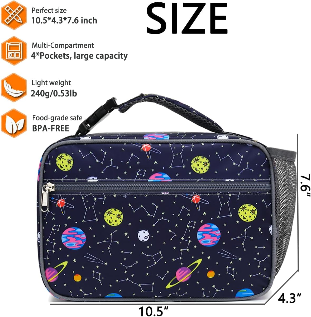 GYEUKHAM Insulated Lunch Box for School, Thermal Reusable Durable Freezable Lunch Bags for Kids Boys Girls Men Women - Small Soft Cooler Portable Lunch Tote Kit for Work Picnic Travel,Black
