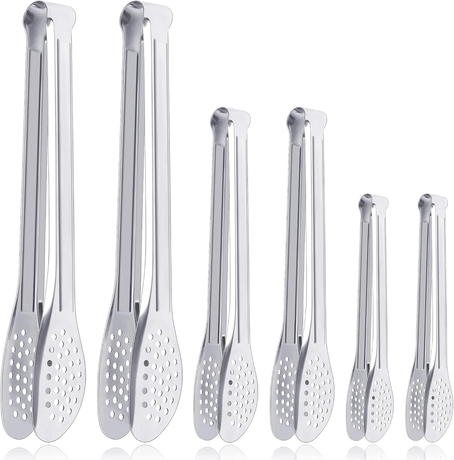 6 Pack Buffet Tongs,Stainless Steel Serving Tongs Serving Utensils 7Inch