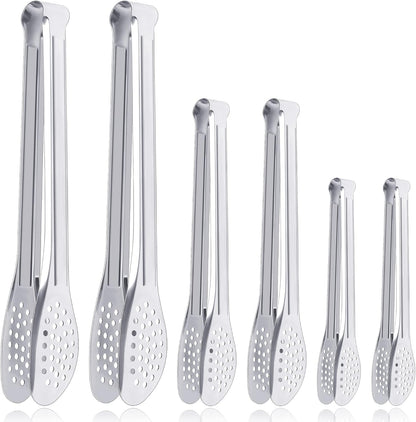 6 Pack Buffet Tongs,Stainless Steel Serving Tongs Serving Utensils 7Inch