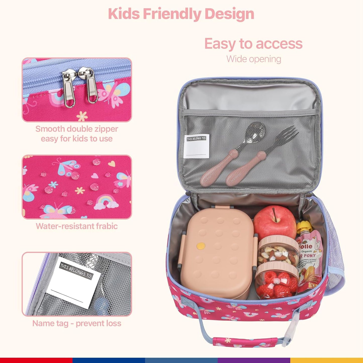 Bagseri Kids Lunch Bag Boys - Thermal Insulated Lunch Box Tote with Water Bottle Holder, Reusable Leak-Proof Kids Lunch Box for Daycare & School, Black Dinosaur (Containers Not Included)