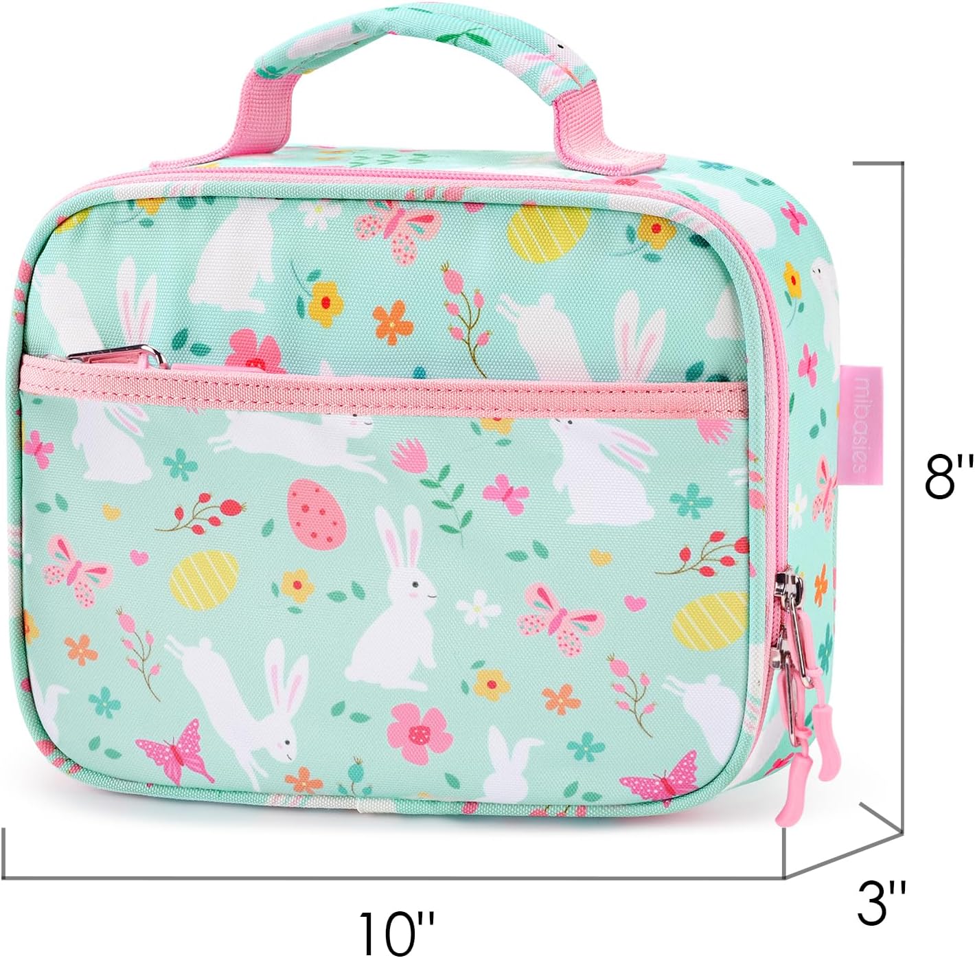 mibasies Kids Lunch Box for Girls Toddler, Insulated and Reusable Lunch Bag for School, Pink Rainbow