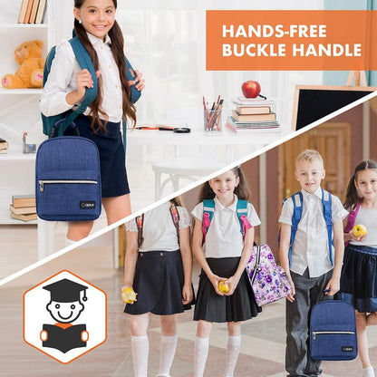 opux Lunch Box for Girls Boys Kids, Insulated Leakproof Lunch Bag, Reusable Teen Lunch Boxes for School, Medium Large lunchbox for Women Men Adult for Work with Front Back Pocket (Purple)