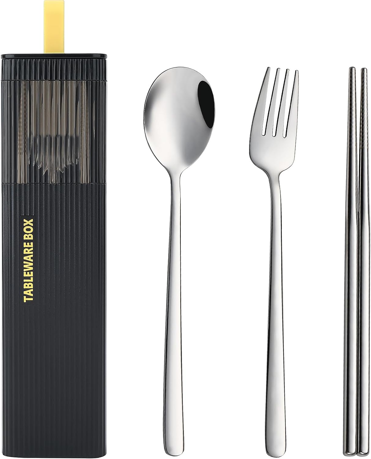 DEVICO Travel Utensils with Case, 18/8 Stainless Steel Reusable Silverware Set for Lunch Box, Portable Cutlery Set, Fork and Spoon Set for Camping, Lunch, Picnic, Workplace, School (Green)
