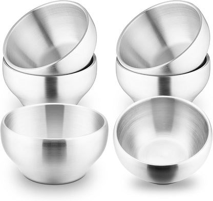 E-far Stainless Steel Bowls for Kids-6 Pack, 12OZ Double Walled Baby Toddler Bowls for Baby Food/Cereal/Snack, 18/10 Non-Toxic Metal & Unbreakable, Dishwasher Safe