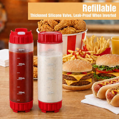 2 Pcs 16 oz Inverted Squeeze Bottles, Valve Condiment Dispenser (Black)