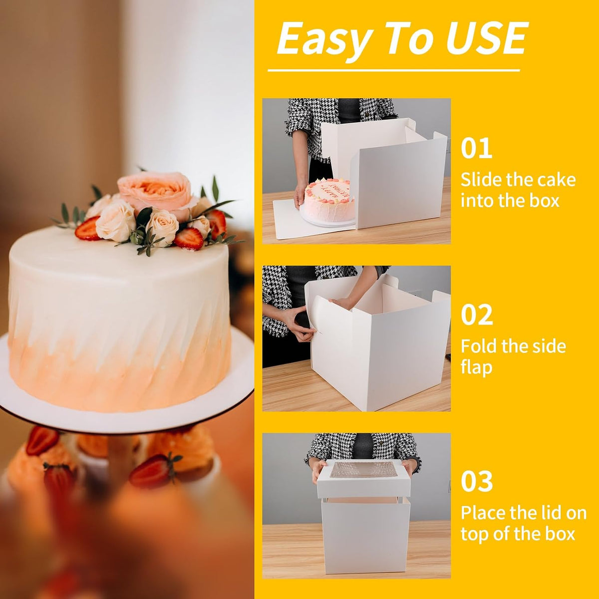 WINKIO Cake Boxes 12 inch, Cake Carrier Holder, Storage Transport Container