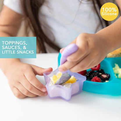 Bumkins Baby Silicone Little Dippers, Attaches to Bowls, Dishes and Plates, Sauce Cup, Holds Condiments, Dip, Puree, Toppings, Baby Led Weaning, Essential Feeding Supplies, Babies 6 Months Up, Pink