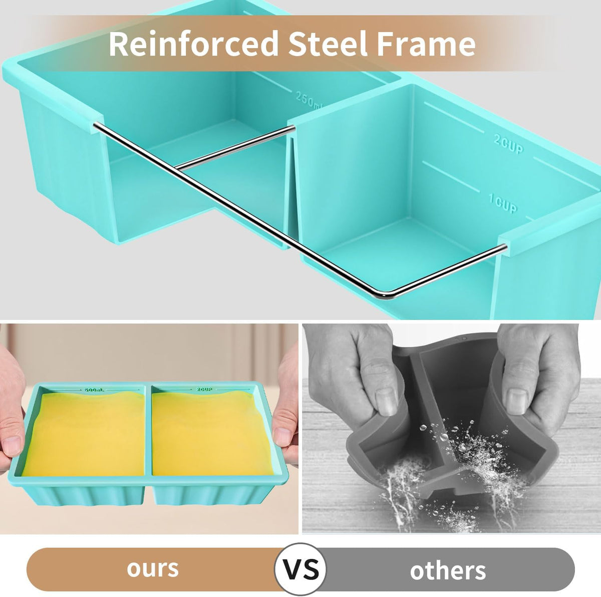 Silicone Freezer Tray for Soup Ice Cubes: 2-Cup Freezing Tray with Lid for Meal Prep - 2Pack Silicon Soup Portion Freeze Trays Make Stock Souped Ice Cube