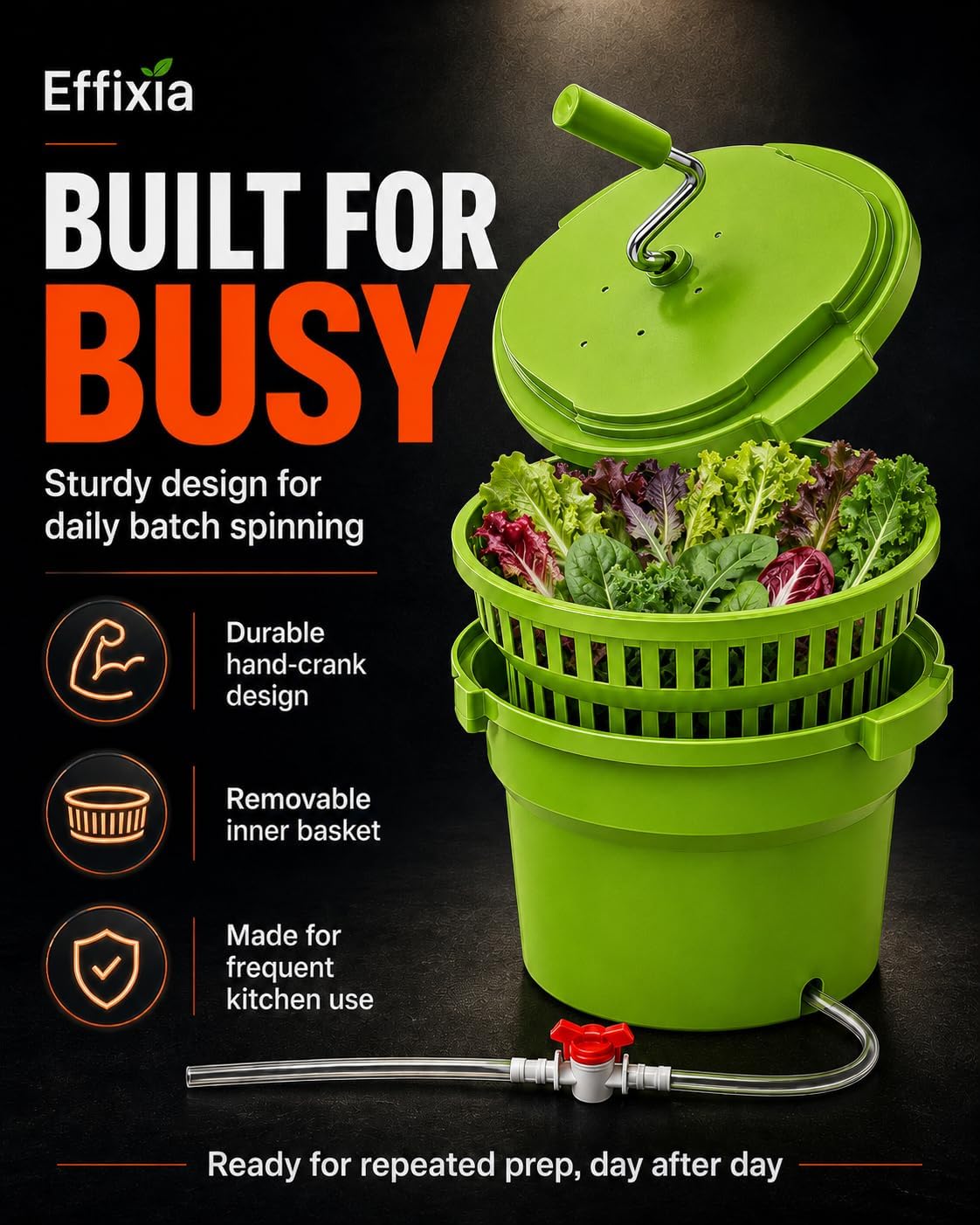 Commercial Salad Spinner - 3 Gallon Large Capacity Lettuce Dryer