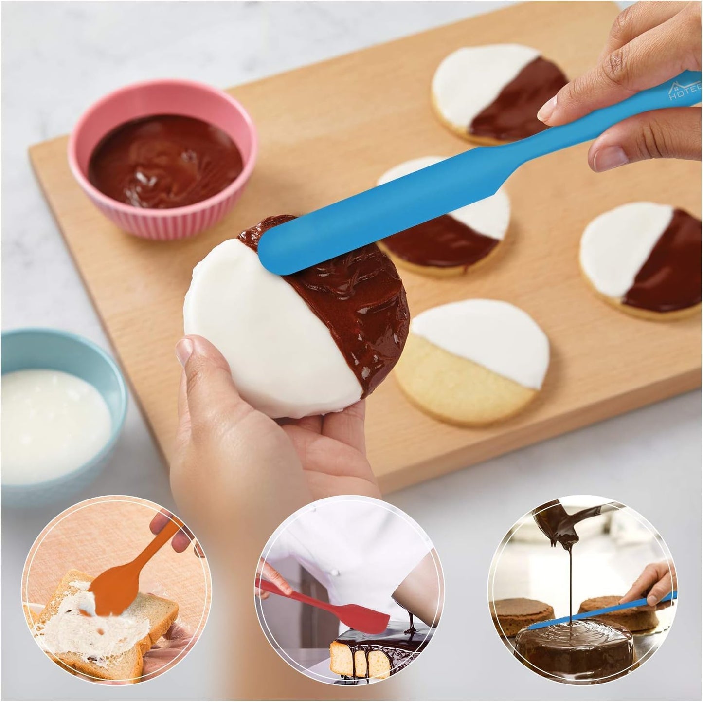 5-Pack Silicone Spatula Set – Heat-Resistant Baking, Cooking & Mixing Tools, Seamless Design, Non-Stick & Easy to Clean, Aqua Sky