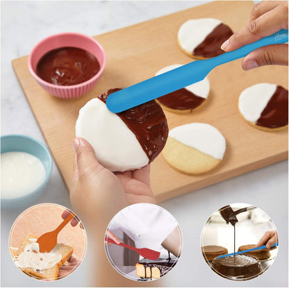 5-Pack Silicone Spatula Set – Heat-Resistant Baking, Cooking & Mixing Tools, Seamless Design, Non-Stick & Easy to Clean, Aqua Sky