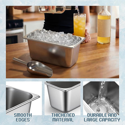 4 Sets Stainless Steel Ice Bucket with Scoop, 5.3l Wine Beer Champagne Bucket Stainless Steel Ice Cube Bin for Freezer for Parties Bar Picnics