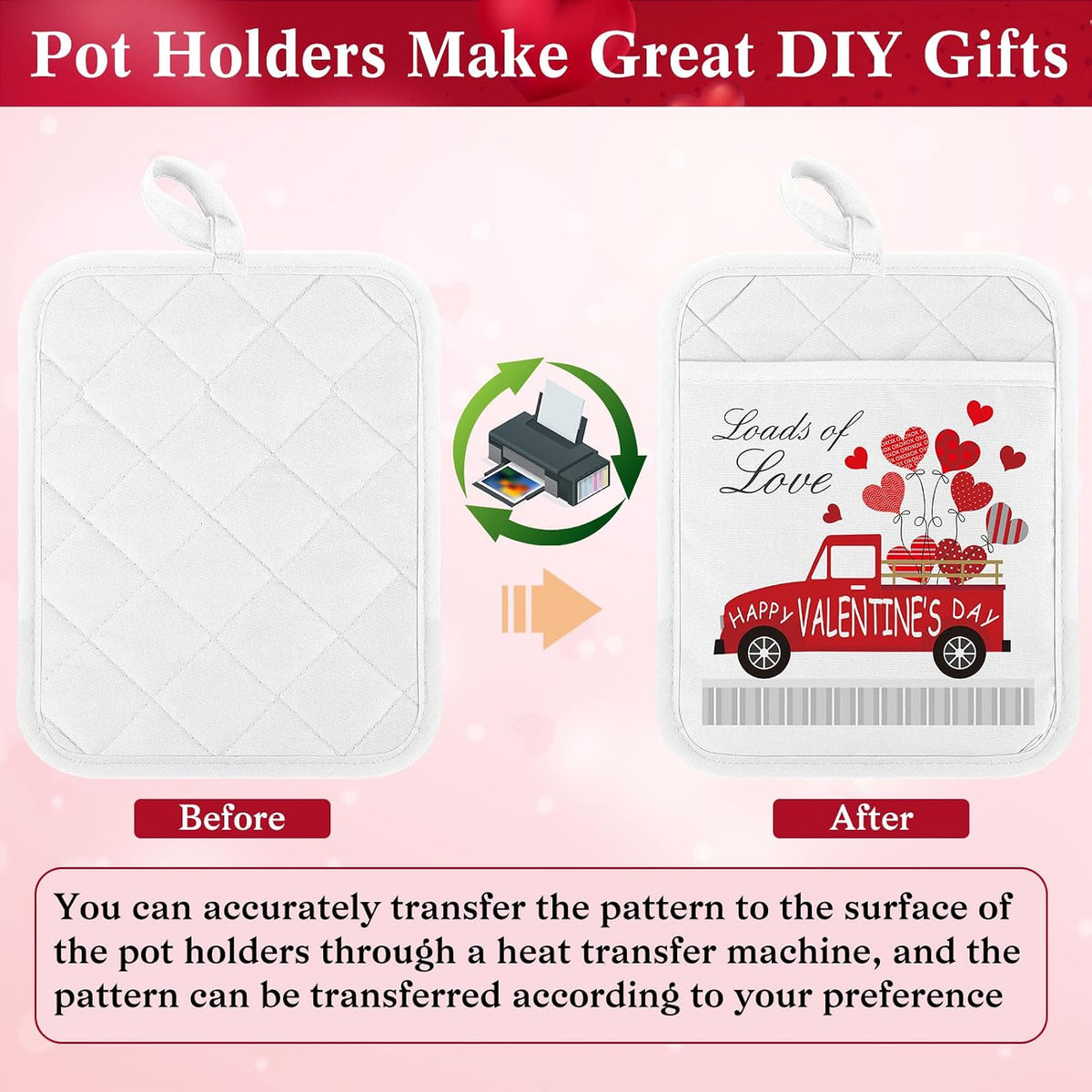 Hoolerry 7''x 9'' Sublimation Pot Holders with Pocket, Black