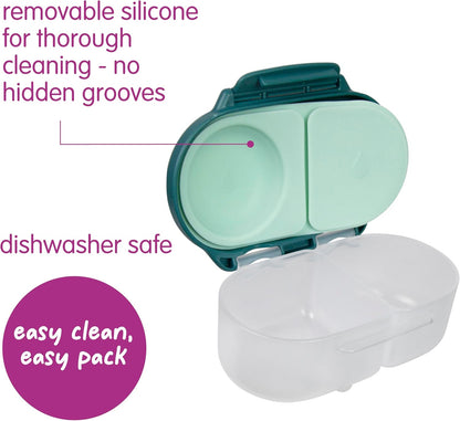 b.box Snack Box 2-Pack - Leak Proof Mini Bento Box for Kids & Toddlers, 2 Compartment Snack Containers for Kids, Dishwasher Safe, BPA-Free, PFAS-Free, Ages 4mo+, 1 3/4 Cup Each (Strawberry + Lilac)
