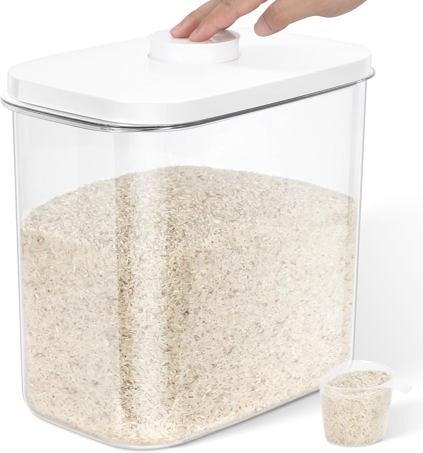 LEAWALK Airtight 10LBS Rice/Cereal/Dry Food Storage Container BPA Free, 5.28Qt Clear Plastic Kitchen and Pantry Organization Bin Suitable for Oats, Flour, Sugar, Pasta, Pet Food, etc (Rose Pink)