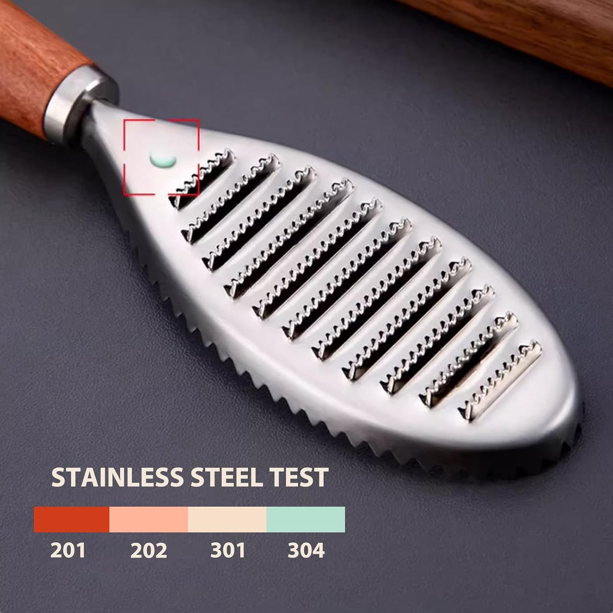 Stainless Steel Fish Scale Remover, Manual Fish Scaler with Wood Handle
