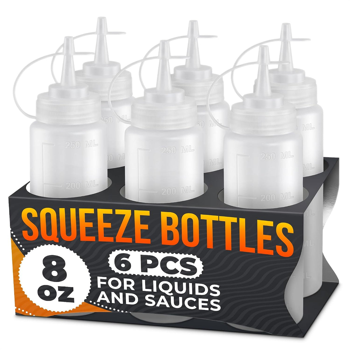 BURIUS Inverted Condiment Squeeze Bottles 16 oz for Sauces, Honey