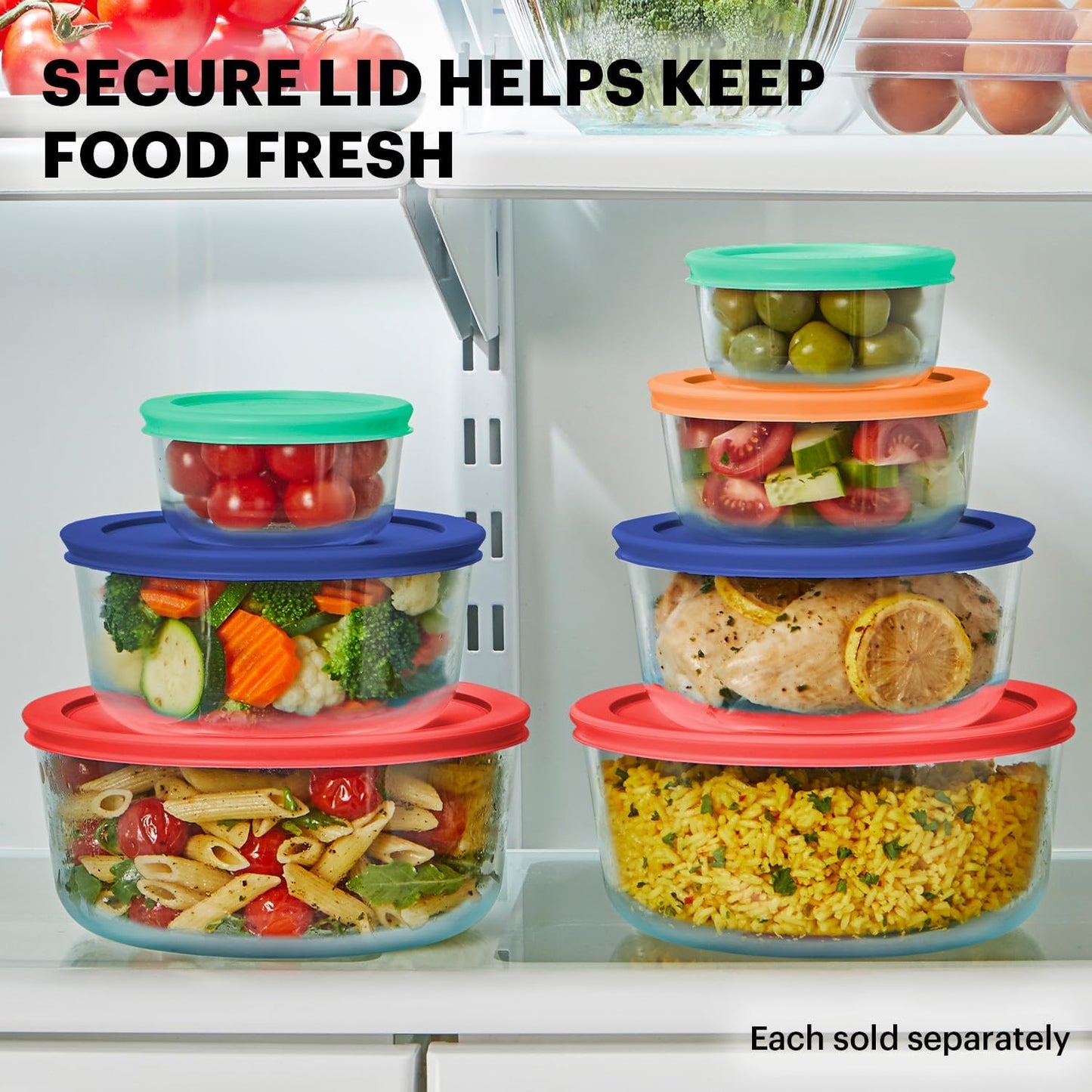 Pyrex Simply Store (12-Pack) Glass Food Storage Containers Set, (1, 2, & 3 Cup) Meal Prep Containers with Plastic BPA-Free Lids, Dishwasher & Microwave Safe