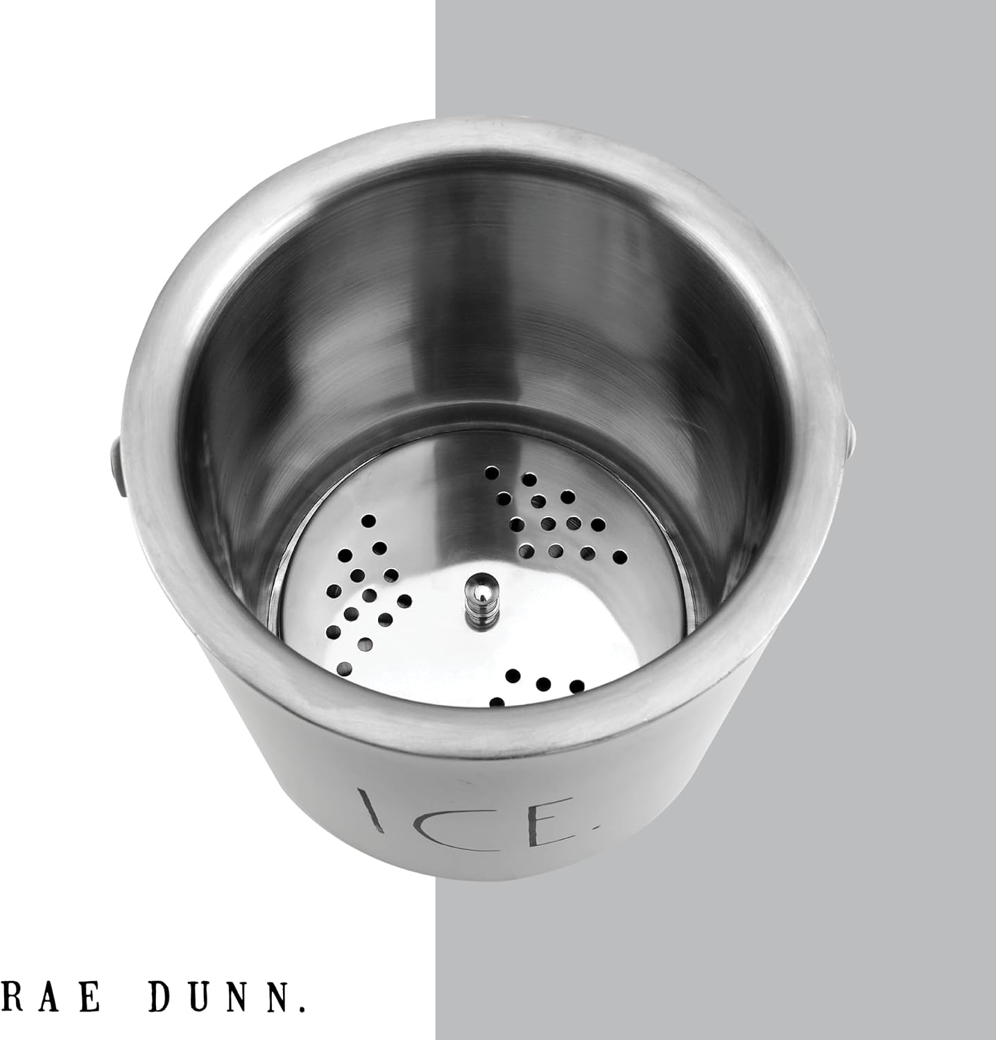 Rae Dunn Ice Bucket with Scoop - Stainless Steel Bucket with Handle, Lid and Ice Scooper - 4 Qt. Storage Bin for Ice Cubes for Bars, Parties, Backyard Barbeques, Picnics, and Camping (Black)