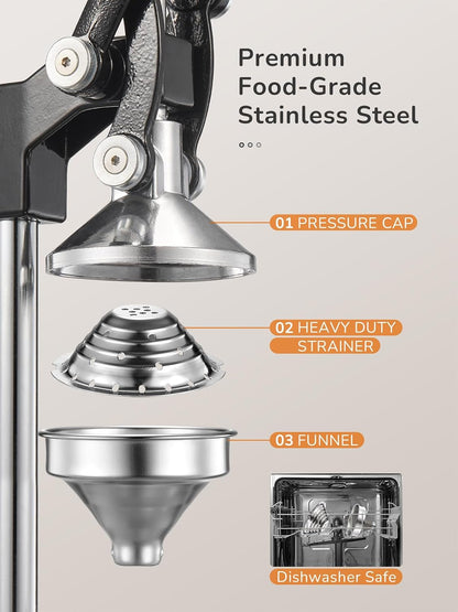 QCen Manual Citrus Juicer Cast Iron Heavy Duty Orange Press
