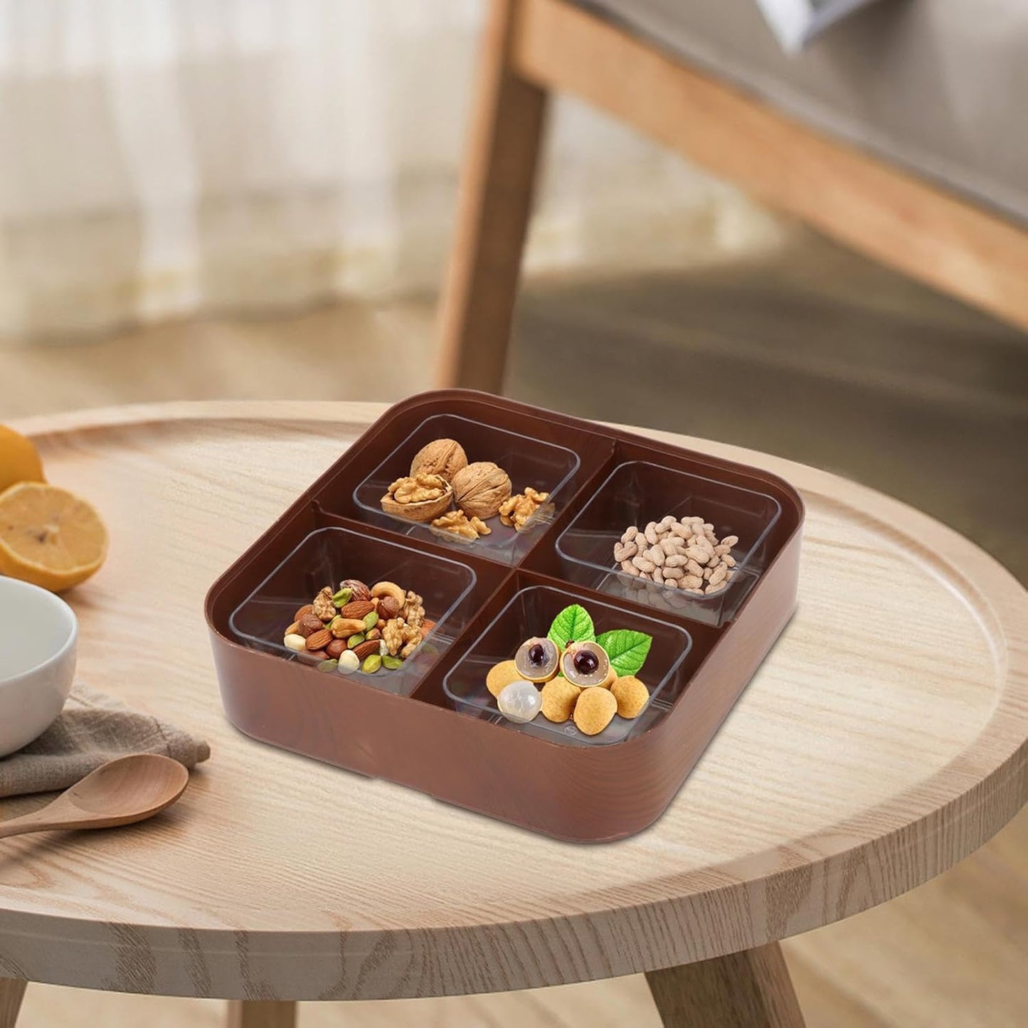 Dried Fruit Snack Candy Tray with Lid - Serving Dish Tray for Sweets, Cookies and Small Items, Style B
