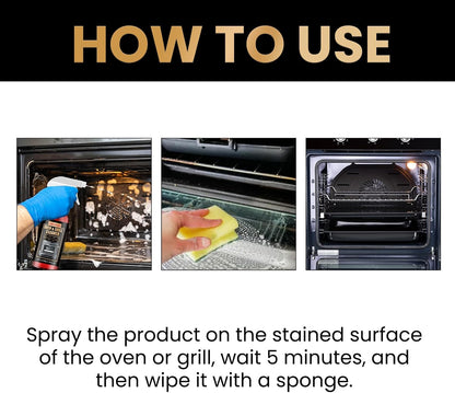 Oven & Grill Foam Cleaner 3.38 FL OZ, Multi-Surface Degreaser Spray for Stoves, Grates & Barbecues, Improves Cooking Efficiency & Hygiene 1 pcs