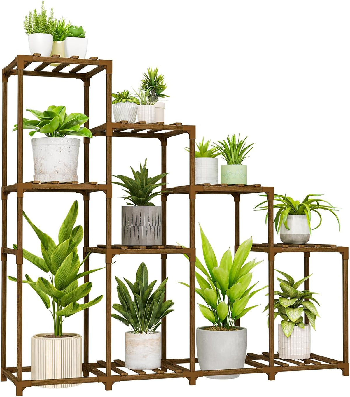 Bamworld Plant Stand Indoor Plant Shelf Outdoor Wood Plant Rack