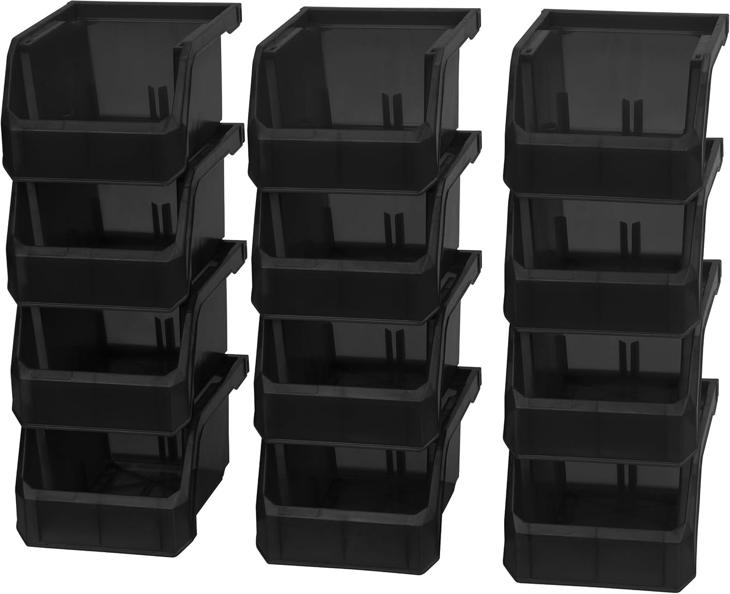 ReadySpace Medium Plastic Storage Bins, Stackable Organizer Containers for Closet Pantry Shelf Garage and Office Organization, Clear, 8 Pack
