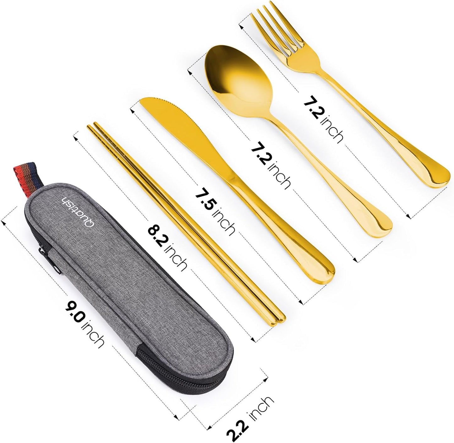 Travel Utensils with Case, Quatish Portable Silverware Set for Work, Stainless Steel Reusable Travel Cutlery Set, Fork and Spoon Set for Camping, EDC Gadgets, Lunch Box for Men, Purple