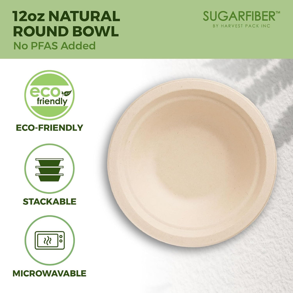 32oz Compostable Paper Bowls Disposable Round Natural Soup Bowls, 50 Count
