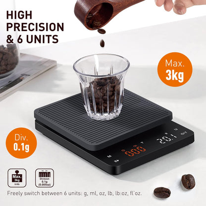 BAGAIL Coffee Scale with Timer, 0.1g/3kg Precision