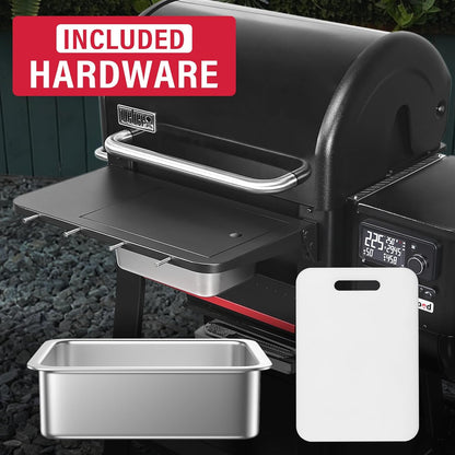 Upgraded Grill Table for Weber Kettle 22"/18"/26", Master Touch 22", Smokey Mountain, Recteq Pellet Grill RT-B380, Prep Station with Cutting Board, Basin, 4 Hooks, Shelf for Weber Kettle Accessories