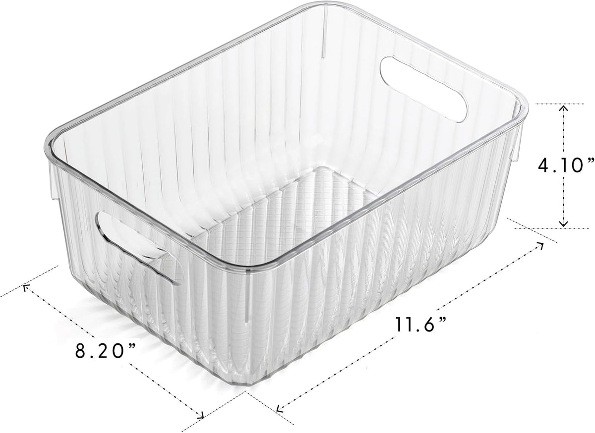 BINO | Plastic Storage Bins, X-Large | THE GATSBY COLLECTION | Clear Storage Bins for Organization | Pantry Organizers | Kitchen Organizer | Fridge & Freezer Organizer | Cabinet Plastic Containers