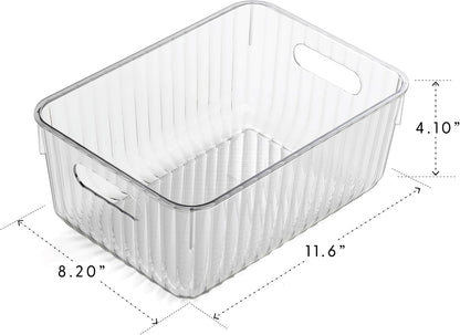 BINO | Plastic Storage Bins, X-Large | THE GATSBY COLLECTION | Clear Storage Bins for Organization | Pantry Organizers | Kitchen Organizer | Fridge & Freezer Organizer | Cabinet Plastic Containers