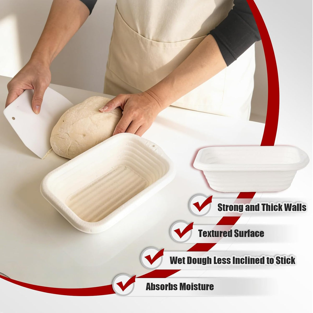 2-Pack 8 Inch Rectangular Bread Proofing Basket Set