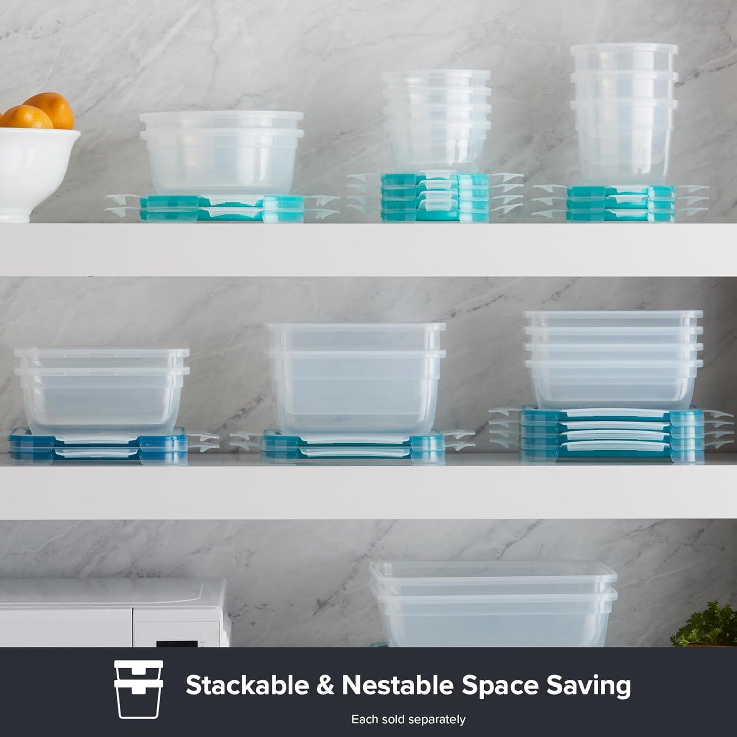 Snapware Plastic Total Solutions (5-Pack, 3 Cup) Food Storage Containers Set, Airtight & Leakproof Plastic Locking BPA-Free Lids Tupperware, Freezer Dishwasher Microwave Safe